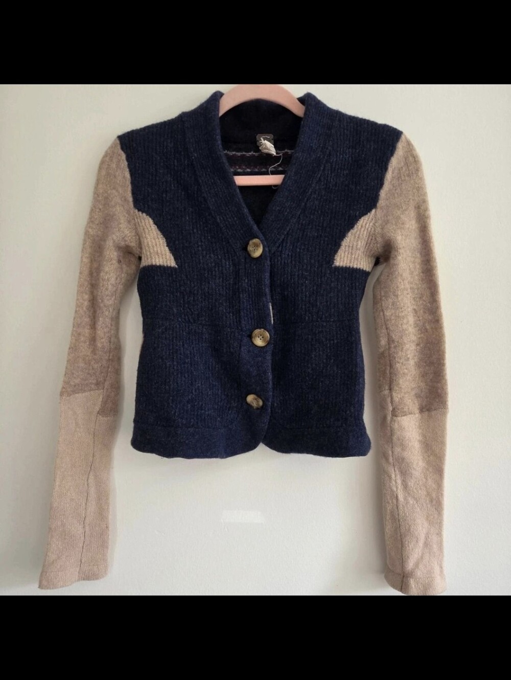We The Free Free People Wool Angora Colorblock Cardigan Sweater S